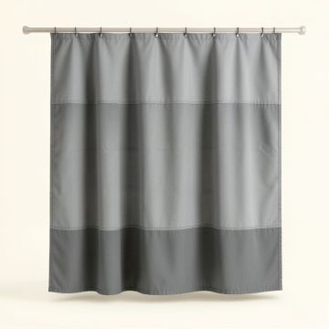 Shore Canyon Shower Curtain Hanging Flat From A Plain Rod - Gray (synthetic illustration; no displayed measurements)