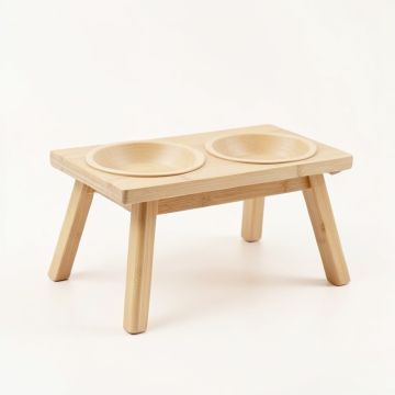 Field Crest Pet Feeding Stand With Two Plain Empty Bowls - Beige (synthetic illustration; no displayed measurements)