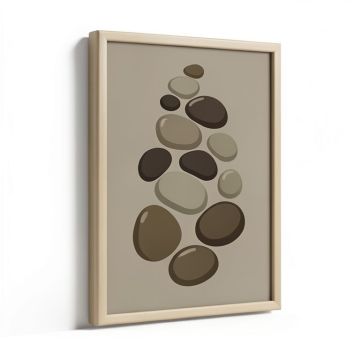 Khaki Skipping Stones Graphic Art On Plaque (synthetic illustration; no displayed measurements)