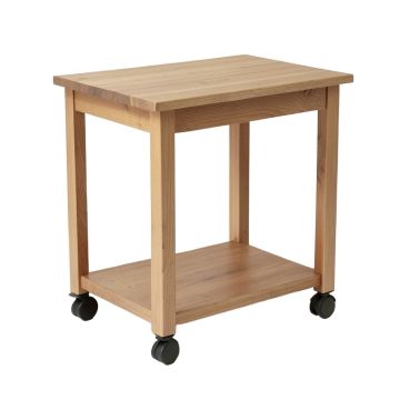 Kyra Rolling Kitchen Cart With Solid Wood Top