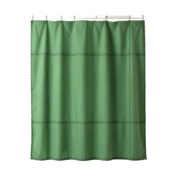 Juniper Dell Shower Curtain Hanging Flat From A Plain Rod - Green