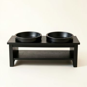 Willow Crest Pet Feeding Stand With Two Plain Empty Bowls - Black (synthetic illustration; no displayed measurements)