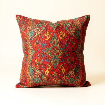 India Vibrant Vintage Bohemian Square Pillow Cover (synthetic illustration; no displayed measurements)