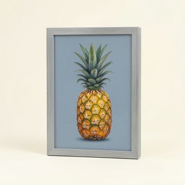 Pineapple Blue Framed Painting Print (synthetic illustration; no displayed measurements)