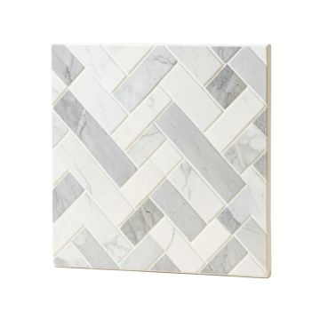 Herringbone Carrara 10 '' X 10 '' Resin Peel & Stick Mosaic Tile In White/Gray