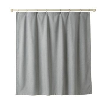 Cedar Bridge Shower Curtain Hanging Flat From A Plain Rod - Gray