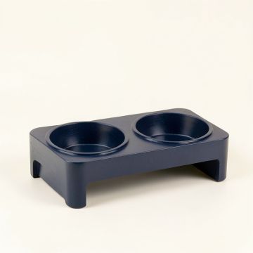 Reed Arc Pet Feeding Stand With Two Plain Empty Bowls (synthetic illustration; no displayed measurements)