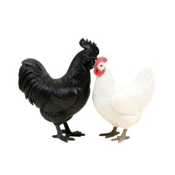 2 Piece Felan Sittng Rooster And Hen Figurine Set