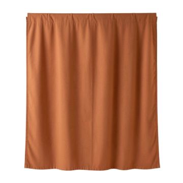 Olive Crossing Shower Curtain Hanging Flat From A Plain Rod - Terracotta