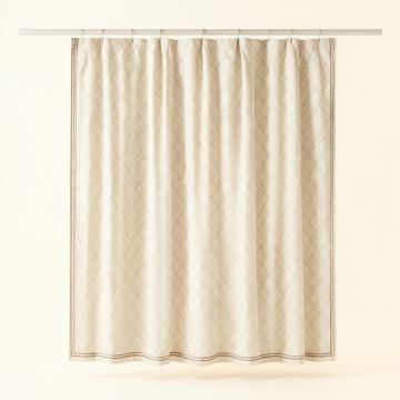 Shore Brook Shower Curtain Hanging Flat From A Plain Rod - Cream (synthetic illustration; no displayed measurements)