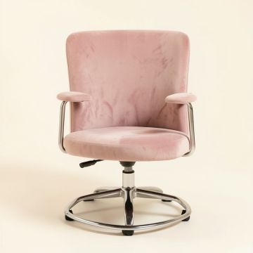 Modern Velvet Office Chair , Armchair Pink Desk Chair , Ajustable Height 360 Revolving Chair (synthetic illustration; no displayed measurements)