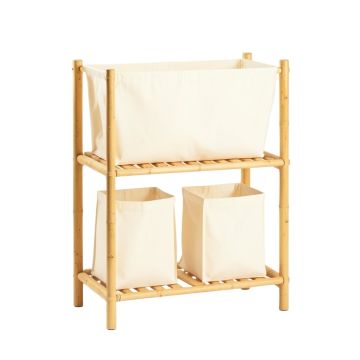 Hill Crest Laundry Sorting Station With Plain Removable Bags - Cream