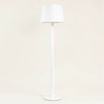 Vale Arc Floor Lamp With A Plain Fabric Shade - White (synthetic illustration; no displayed measurements)