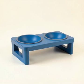 Holly Canyon Pet Feeding Stand With Two Plain Empty Bowls - Blue (synthetic illustration; no displayed measurements)