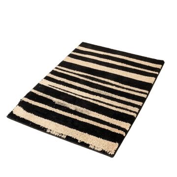 Nickelsville Striped Black/Beige Area Rug