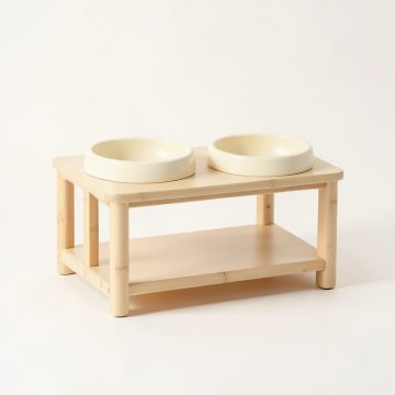 Hazel Falls Pet Feeding Stand With Two Plain Empty Bowls - Cream (synthetic illustration; no displayed measurements)
