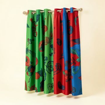 Whobrey Graphic Print & Text Semi-Sheer Single Curtain Panel (synthetic illustration; no displayed measurements)