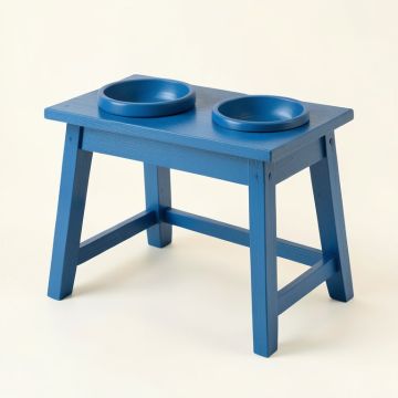 Linden Field Pet Feeding Stand With Two Plain Empty Bowls - Blue (synthetic illustration; no displayed measurements)