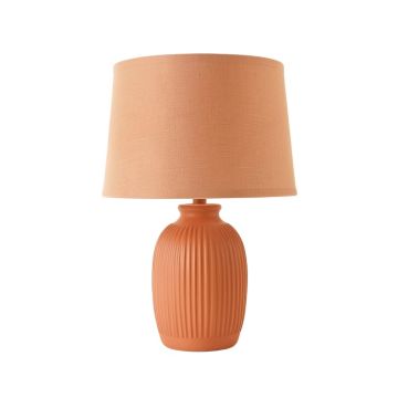 Heath Bend Table Lamp With A Plain Fabric Shade - Terracotta (synthetic illustration; no displayed measurements)