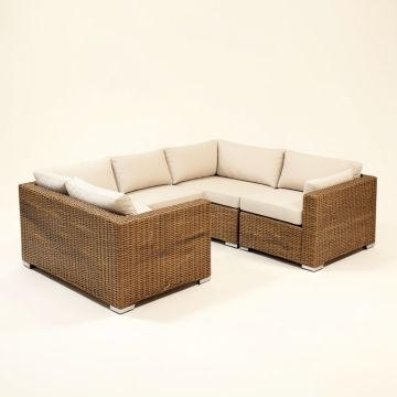 Merlyn 6 Piece Rattan Sectional Seating Group With Cushions (synthetic illustration; no displayed measurements)