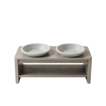 Willow Bend Pet Feeding Stand With Two Plain Empty Bowls - Gray