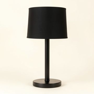 Stone Dale Table Lamp With A Plain Fabric Shade - Black (synthetic illustration; no displayed measurements)