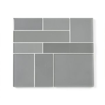 Linear Foil Random Sized Glass Mosaic Tile In Glossy Gray/Blend (synthetic illustration; no displayed measurements)