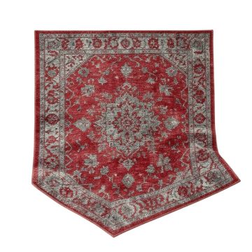 Hollandsworth Abstract Machine Made Power Loom Wool And Polyester Red/Gray Area Rug