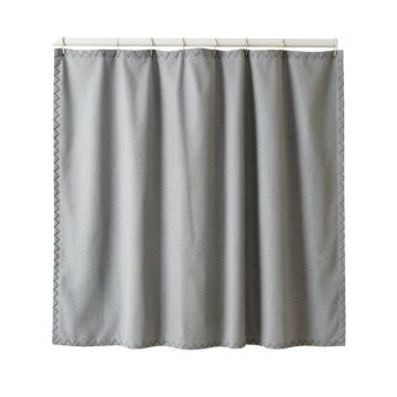 Elm Edge Shower Curtain Hanging Flat From A Plain Rod - Gray