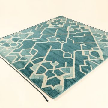 Camdenton Geometric Teal Blue Indoor / Outdoor Area Rug (synthetic illustration; no displayed measurements)