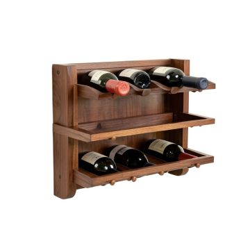 Signature 8 Bottle Wall Mounted Wine Bottle Rack And Glass Rack
