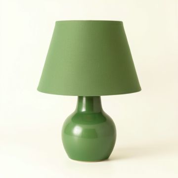 Vale Bluff Table Lamp With A Plain Fabric Shade - Green (synthetic illustration; no displayed measurements)