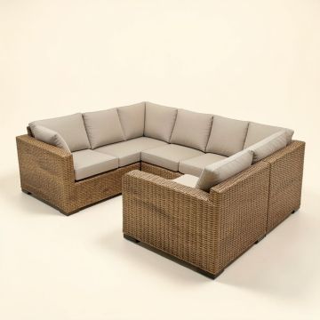 Lutie 9 Piece Rattan Sectional Seating Group With Cushions (synthetic illustration; no displayed measurements)