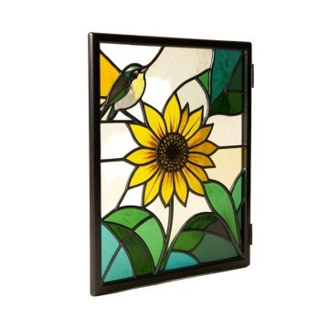 Chickadees And Sunflowers Window Panel
