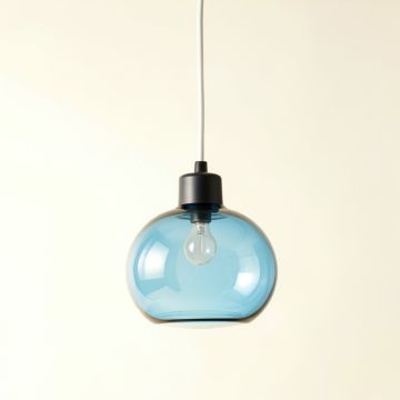 Hill Bend Pendant Light Suspended From One Plain Cable - Blue (synthetic illustration; no displayed measurements)