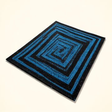 Kisner Geometric Braided Jute/Sisal Blue/Black Area Rug (synthetic illustration; no displayed measurements)