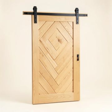 Paneled Wood Finish Herringbone Barn Door With Installation Hardware Kit (synthetic illustration; no displayed measurements)