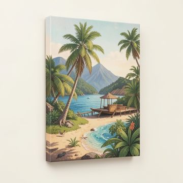 Hawaii Na Pali Vintage Advertisement On Wrapped Canvas (synthetic illustration; no displayed measurements)
