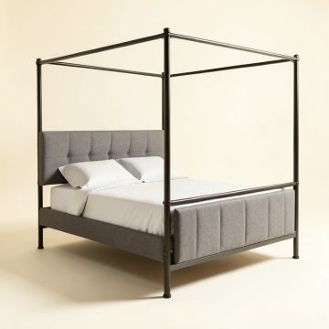Avia Upholstered Low Profile Four Poster Bed (synthetic illustration; no displayed measurements)