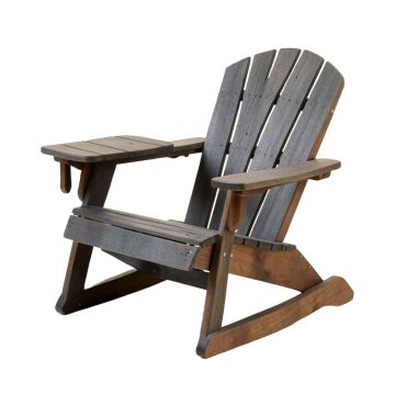 Tulane Solid Wood Rocking Adirondack Chair With Table