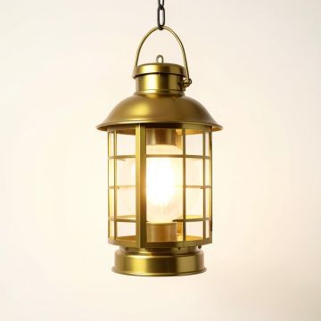 Big Hanging Gold Solar Powered Led Outdoor Lantern (synthetic illustration; no displayed measurements)