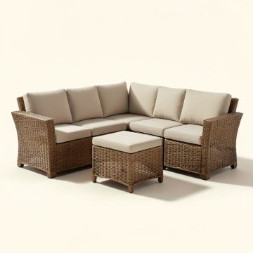 Tessa 5 Piece Rattan Seating Group With Cushions (synthetic illustration; no displayed measurements)
