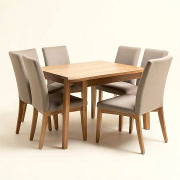 Evelin Solid Wood Dining Set (synthetic illustration; no displayed measurements)