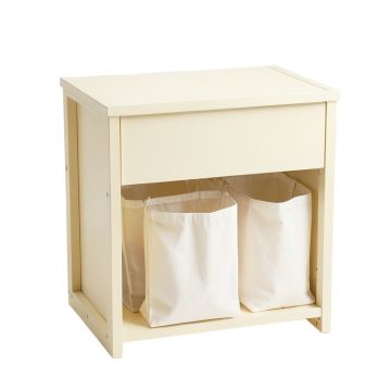Ash Crest Laundry Sorting Station With Plain Removable Bags - Cream