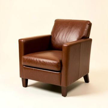 Leather Arm Chair In Brown (synthetic illustration; no displayed measurements)