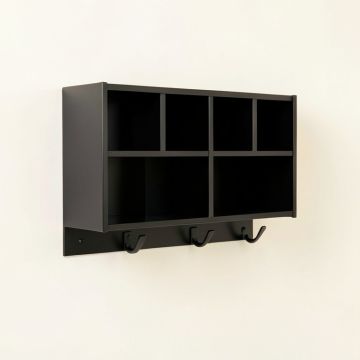 Dawn Branch Wall-Mounted Entryway Organizer Shelf - Black (synthetic illustration; no displayed measurements)