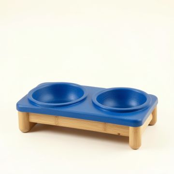Linden Crossing Pet Feeding Stand With Two Plain Empty Bowls - Blue (synthetic illustration; no displayed measurements)
