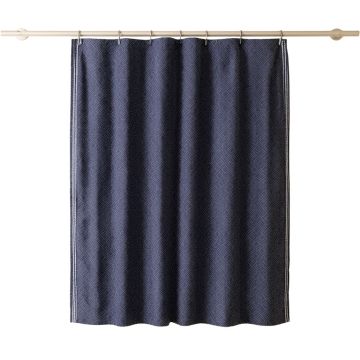 Vale Crest Shower Curtain Hanging Flat From A Plain Rod - Navy