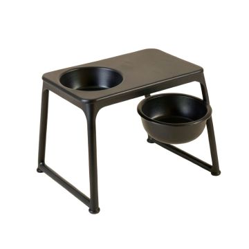 Ridge Dell Pet Feeding Stand With Two Plain Empty Bowls - Black