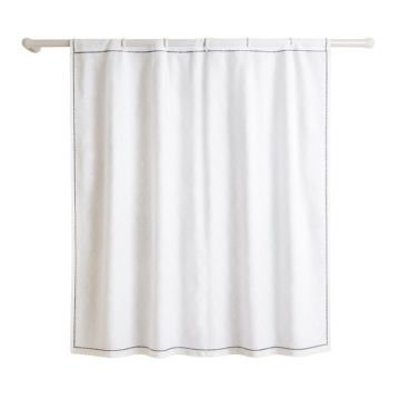 Dawn Crest Shower Curtain Hanging Flat From A Plain Rod - White